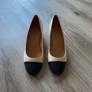 J. Crew Bryn Leather Cap-Toe Block Heels